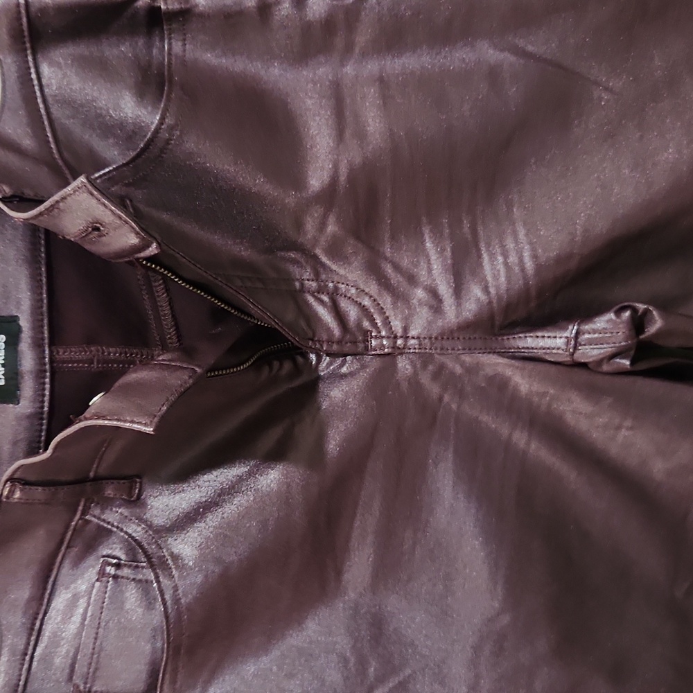 Faux leather dark maroon pants